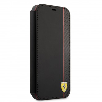 FESAXFLBKP13XBK Ferrari Smooth and Carbon Effect Book Pouzdro pro iPhone 13 Pro Max Black