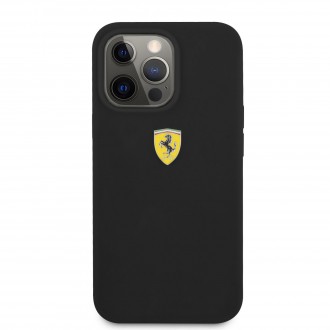 FESSIHCP13LBK Ferrari Liquid Silicone Metal Logo Zadní Kryt pro iPhone 13 Pro Black