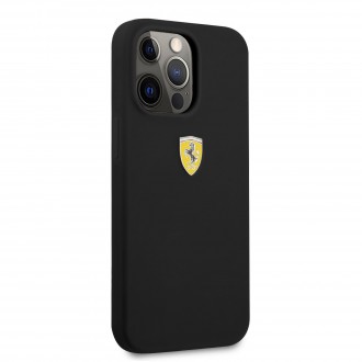 FESSIHCP13LBK Ferrari Liquid Silicone Metal Logo Zadní Kryt pro iPhone 13 Pro Black