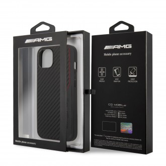 AMHCP13SDEBK AMG PU Carbon Efect Hard Case Zadní Kryt pro iPhone 13 Mini Black