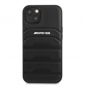 AMHCP13MGSEBK AMG Genuine Leather Perforated Zadní Kryt pro iPhone 13 Black