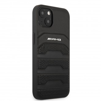 AMHCP13MGSEBK AMG Genuine Leather Perforated Zadní Kryt pro iPhone 13 Black