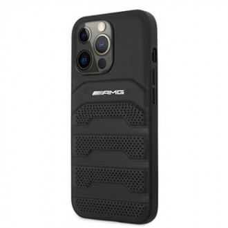 AMHCP13XGSEBK AMG Genuine Leather Perforated Zadní Kryt pro iPhone 13 Pro Max Black