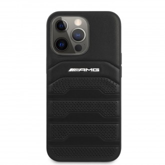 AMHCP13XGSEBK AMG Genuine Leather Perforated Zadní Kryt pro iPhone 13 Pro Max Black