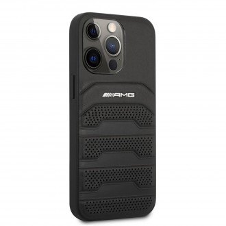 AMHCP13XGSEBK AMG Genuine Leather Perforated Zadní Kryt pro iPhone 13 Pro Max Black