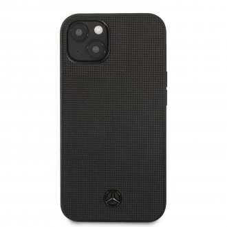 MEHCP13SMBLBK Mercedes Genuine Leather Meshed Zadní Kryt pro iPhone 13 Mini Black