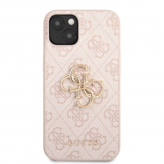 Guess PU 4G Metal Logo Zadní Kryt pro iPhone 13 Pink (GUHCP13M4GMGPI)