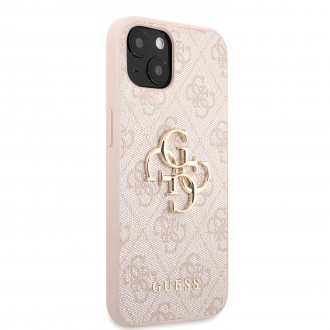 Guess PU 4G Metal Logo Zadní Kryt pro iPhone 13 Pink (GUHCP13M4GMGPI)
