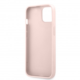 Guess PU 4G Metal Logo Zadní Kryt pro iPhone 13 Pink (GUHCP13M4GMGPI)