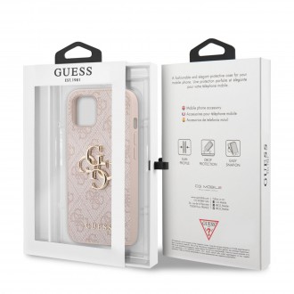 Guess PU 4G Metal Logo Zadní Kryt pro iPhone 13 Pink (GUHCP13M4GMGPI)