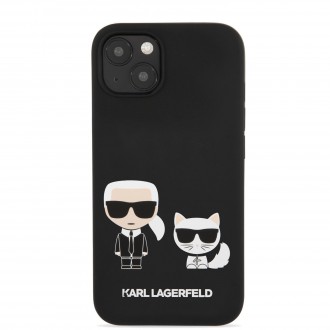 Karl Lagerfeld and Choupette Liquid Silicone Pouzdro pro iPhone 13 Black (KLHCP13MSSKCK)