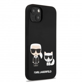 Karl Lagerfeld and Choupette Liquid Silicone Pouzdro pro iPhone 13 Black (KLHCP13MSSKCK)