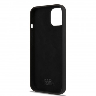 Karl Lagerfeld and Choupette Liquid Silicone Pouzdro pro iPhone 13 Black (KLHCP13MSSKCK)