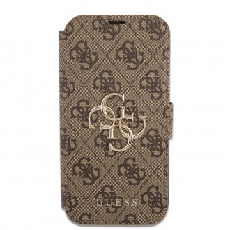 Guess PU 4G Metal Logo Book Pouzdro pro iPhone 13 Pro Brown (GUBKP13L4GMGBR)