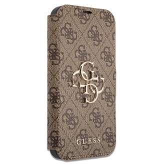 Guess PU 4G Metal Logo Book Pouzdro pro iPhone 13 Pro Brown (GUBKP13L4GMGBR)