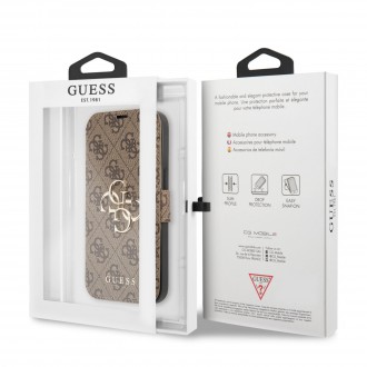 Guess PU 4G Metal Logo Book Pouzdro pro iPhone 13 Pro Brown (GUBKP13L4GMGBR)