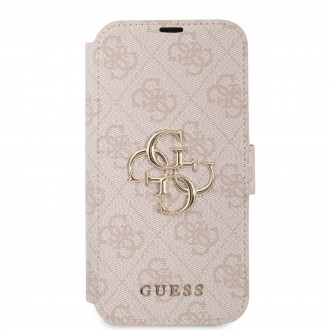 Guess PU 4G Metal Logo Book Pouzdro pro iPhone 13 Pink (GUBKP13M4GMGPI)