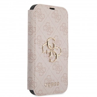 Guess PU 4G Metal Logo Book Pouzdro pro iPhone 13 Pink (GUBKP13M4GMGPI)