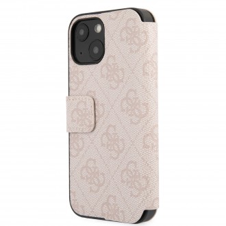 Guess PU 4G Metal Logo Book Pouzdro pro iPhone 13 Pink (GUBKP13M4GMGPI)
