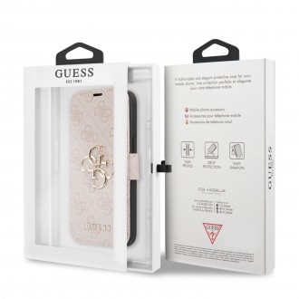 Guess PU 4G Metal Logo Book Pouzdro pro iPhone 13 Pink (GUBKP13M4GMGPI)