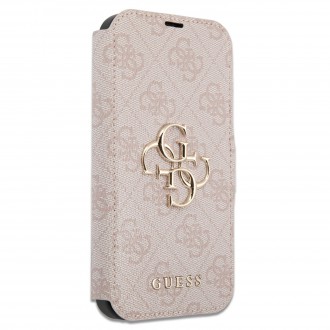 Guess PU 4G Metal Logo Book Pouzdro pro iPhone 13 Pro Pink (GUBKP13L4GMGPI)