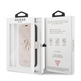 Guess PU 4G Metal Logo Book Pouzdro pro iPhone 13 Pro Pink (GUBKP13L4GMGPI)