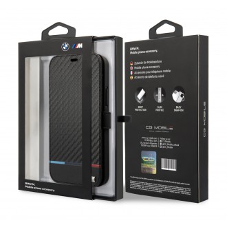 BMFLBKP13SPUCARTCBK BMW M Book Carbon Stripe Kryt pro iPhone 13 mini Black