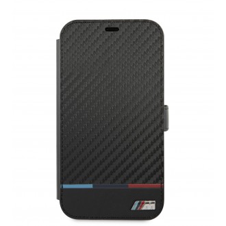 BMFLBKP13SPUCARTCBK BMW M Book Carbon Stripe Kryt pro iPhone 13 mini Black