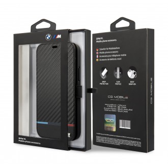 BMFLBKP13LPUCARTCBK BMW M Book Carbon Stripe Kryt pro iPhone 13 Pro Black