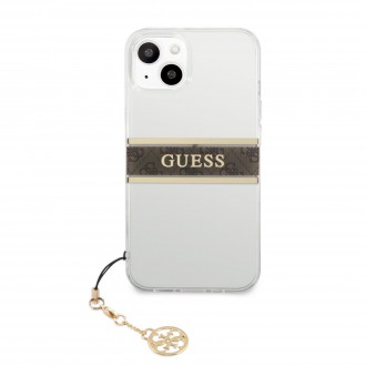 Guess PC/TPU 4G Brown Stripe Zadní Kryt pro iPhone 13 Transparent (GUHCP13MKB4GBR)