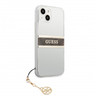 Guess PC/TPU 4G Brown Stripe Zadní Kryt pro iPhone 13 Transparent (GUHCP13MKB4GBR)