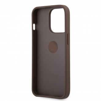 Guess PU 4G Ring Zadní Kryt pro iPhone 13 Pro Brown (GUHCP13L4GMRBR)