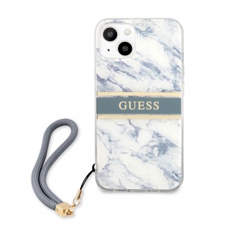 Guess TPU Marble Stripe Zadní Kryt pro iPhone 13 Blue (GUHCP13MKMABBL)