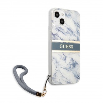 Guess TPU Marble Stripe Zadní Kryt pro iPhone 13 Blue (GUHCP13MKMABBL)