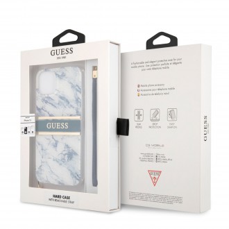 Guess TPU Marble Stripe Zadní Kryt pro iPhone 13 Blue (GUHCP13MKMABBL)