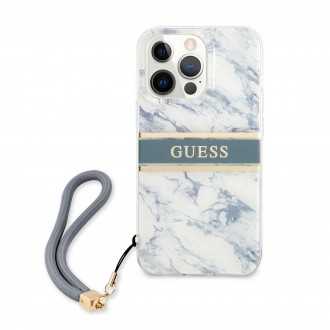 Guess TPU Marble Stripe Zadní Kryt pro iPhone 13 Pro Max Blue (GUHCP13XKMABBL)