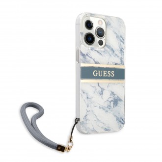 Guess TPU Marble Stripe Zadní Kryt pro iPhone 13 Pro Max Blue (GUHCP13XKMABBL)