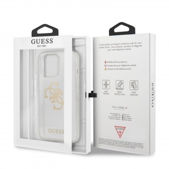 Guess TPU Big 4G Full Glitter Zadní Kryt pro iPhone 13 Pro Transparent (GUHCP13LPCUGL4GTR)