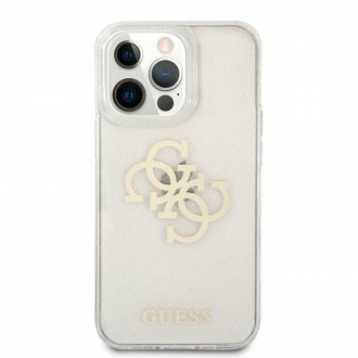 Guess TPU Big 4G Full Glitter Zadní Kryt pro iPhone 13 Pro Transparent (GUHCP13LPCUGL4GTR)