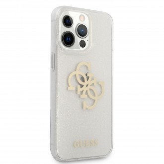 Guess TPU Big 4G Full Glitter Zadní Kryt pro iPhone 13 Pro Transparent (GUHCP13LPCUGL4GTR)