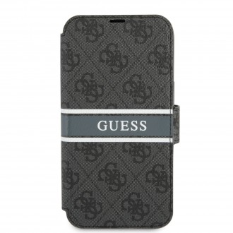 Guess PU 4G Printed Stripe Book Pouzdro pro iPhone 13 Pro Grey (GUBKP13L4GDGR)