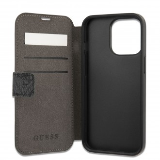 Guess PU 4G Printed Stripe Book Pouzdro pro iPhone 13 Pro Grey (GUBKP13L4GDGR)