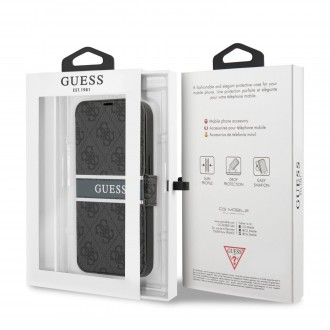 Guess PU 4G Printed Stripe Book Pouzdro pro iPhone 13 Pro Grey (GUBKP13L4GDGR)