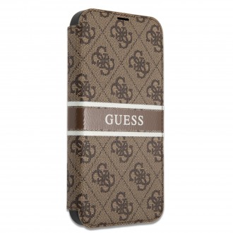 Guess PU 4G Printed Stripe Book Pouzdro pro iPhone 13 Mini Brown (GUBKP13S4GDBR)