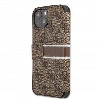 Guess PU 4G Printed Stripe Book Pouzdro pro iPhone 13 Mini Brown (GUBKP13S4GDBR)