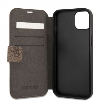 Guess PU 4G Printed Stripe Book Pouzdro pro iPhone 13 Mini Brown (GUBKP13S4GDBR)