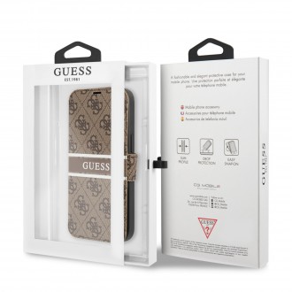 Guess PU 4G Printed Stripe Book Pouzdro pro iPhone 13 Mini Brown (GUBKP13S4GDBR)