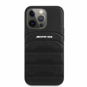 AMHCP13LGSEBK AMG Genuine Leather Perforated Zadní Kryt pro iPhone 13 Pro Black