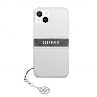 Guess PC/TPU 4G Grey Stripe Zadní Kryt pro iPhone 13 mini Transparent (GUHCP13SKB4GGR)