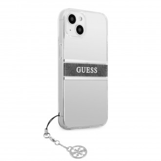 Guess PC/TPU 4G Grey Stripe Zadní Kryt pro iPhone 13 mini Transparent (GUHCP13SKB4GGR)